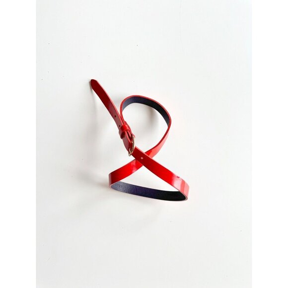CLUB MONACO Red Orange Patent Leather Skinny Belt, Size XS - Picture 1 of 11